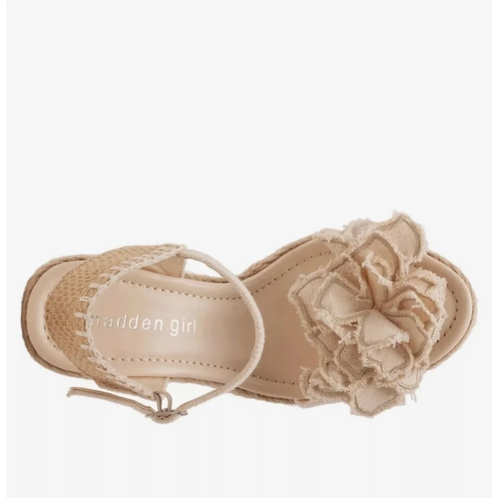 Rosset Espadrille Macrame Wedge Platform Sandal 10 M - Beige Linen Off White
